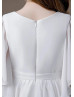 Beaded Flutter Sleeves White Chiffon Flower Girl Dress